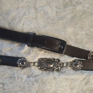 Womens Leather And Silver Belt